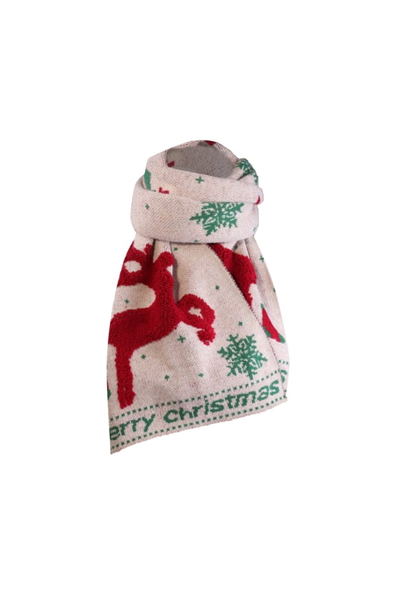 Seductiva Women Scarf, Christmas Mantel Scarves Women Autumn And Winter Christmas Simple Knitting Deer Snowflake Versatile Scarf Women's Fashion Scarves