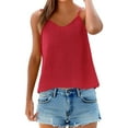 thumbnail image 1 of Seductiva Women Tank Tops Summer Ladies' Fashionable and Summer Cotton and Linen V Neck Slim Shoulder Strap Vest Women with Camisole Top Tank Summer Sleeveless Tops Loose Tees, 1 of 4