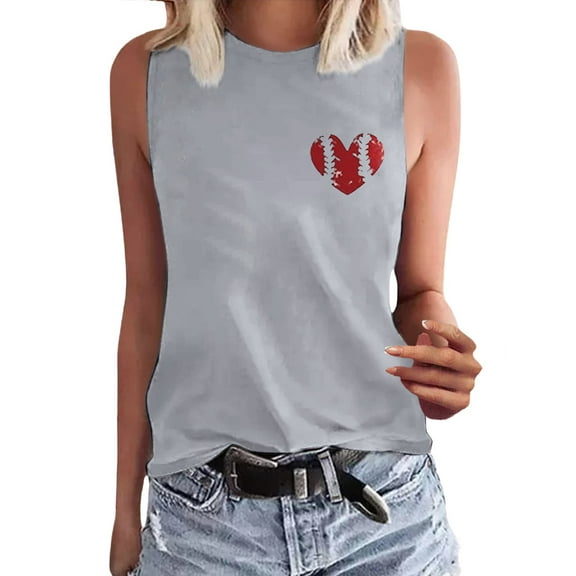 Seductiva Women Tank Tops Summer Ladies Spring/Summer Round Neck Baseball Letter Print Be Your Owomenn Sunshine Sleeveless Tank Top Sleeveless Basic Cami Top Shirt Womens Tops
