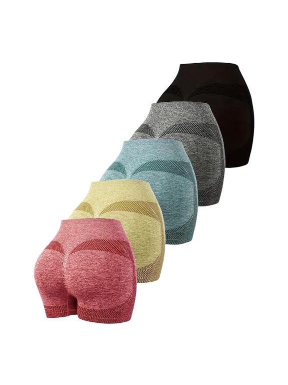 Seductiva Women's Active Short 5Pcs Women Scrunch Butt Lifting Leggings Booty High Waisted Workout Yoga Pants Shorts High Waisted Shorts for Women