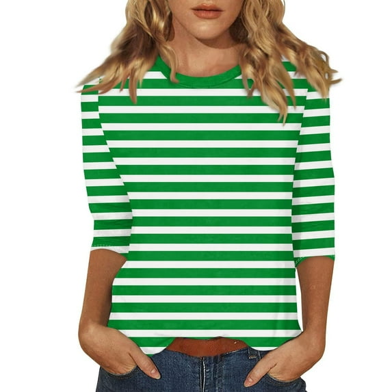 Seductiva Women's Casual 3/4 Sleeve T-Shirts 2025 Women's Shoulder Seven Quarter Sleeve T Shirt Summer Women's Top Tops Basic Tees Blouses Fashion Basic Tees