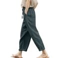 thumbnail image 1 of Seductiva Women's Casual Pants High Waist Linen Capris for Women Drawstring Elastic Waist Harem Pant Basic Lightweight Linen Pant Business Work Casual Pants, 1 of 4