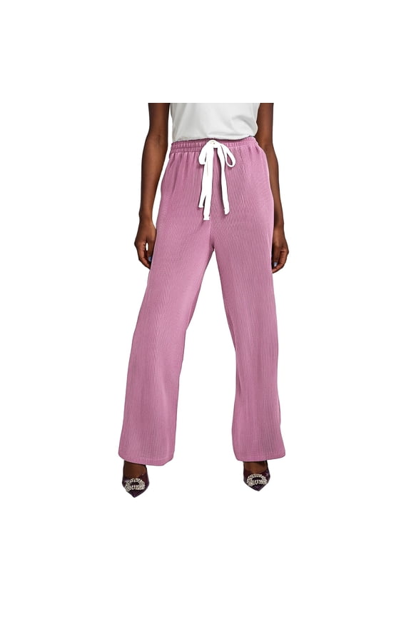 Seductiva Women's Casual Pants Loose High Waist Pressure Stripes Hundred Folds Wide Leg Pants for Women Down Drag Straight Leg Casual Pants Business Work Casual Pants