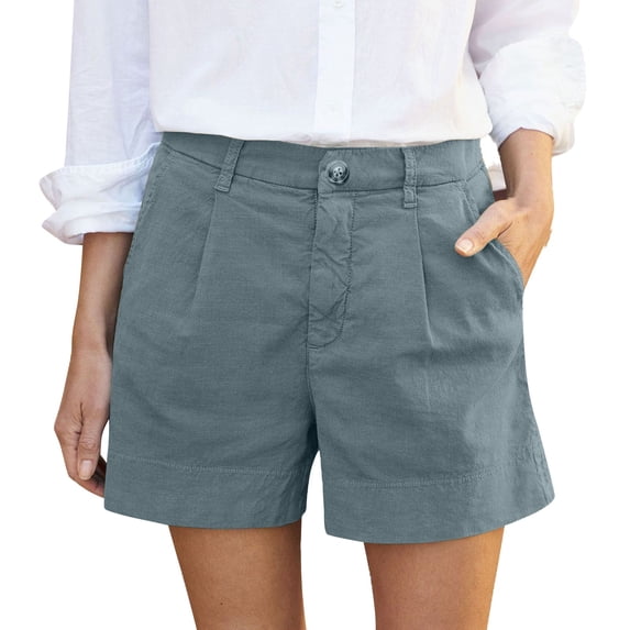 Seductiva Women's Casual Shorts Linen Shorts for Women Summer High Waisted Button Fly Shorts Baggy Business Casual Work Shorts with Pockets Sweatpants Summer 1PC