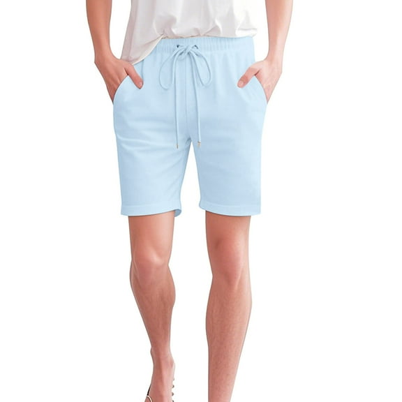 Seductiva Women's Casual Shorts Shorts for Women Knee Length Cotton Linen Elastic Waist Drawstring Shorts Summer Pants Sweatpants Summer 1PC