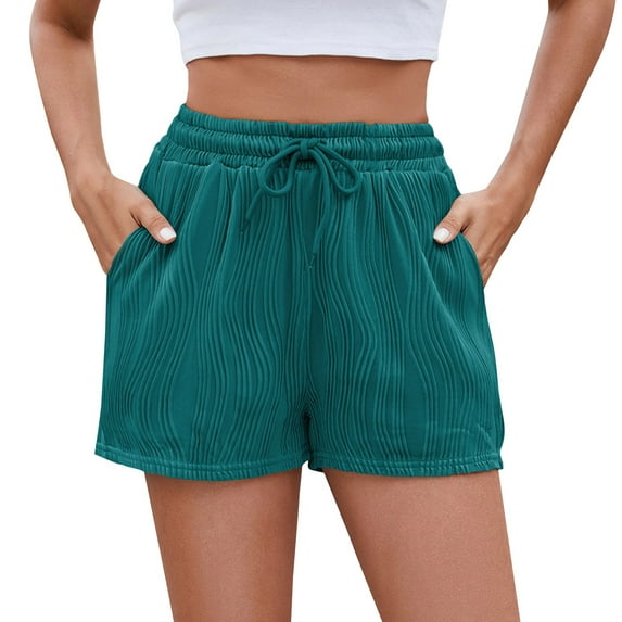 Seductiva Women's Casual Shorts Women's 2025 Spring and Summer New Women's Solid Color Drawstring Pocket Fashion Casual Shorts Ready Made Shorts Womens Workout Shorts