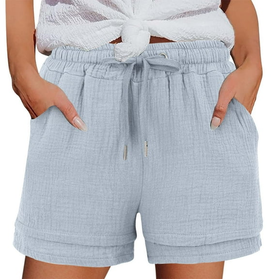 Seductiva Women's Casual Shorts Women's Fashionable and Casual Solid Color Cloth High Waist Pocket Shorts Sweatpants Summer 1PC