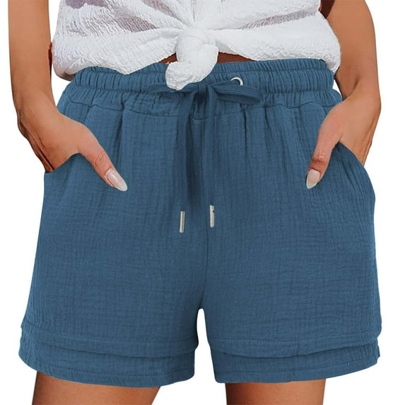 Seductiva Women's Casual Shorts Women's Fashionable and Casual Solid Color Cloth High Waist Pocket Shorts Sweatpants Summer 1PC
