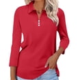 thumbnail image 1 of Seductiva Women's Classic-Fit Short Sleeve Women's 3/4 Sleeve Tops V Neck Button Shirts Casual Basic Tees Blouse Casual Dressy Fashion Trendy Clothes 2025 Summer Casual Tee Tops, 1 of 6