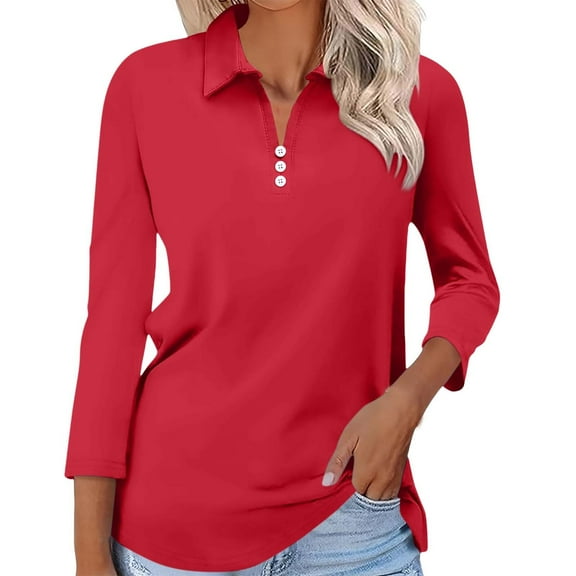 Seductiva Women's Classic-Fit Short Sleeve Women's 3/4 Sleeve Tops V Neck Button Shirts Casual Basic Tees Blouse Casual Dressy Fashion Trendy Clothes 2025 Summer Casual Tee Tops