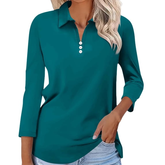 Seductiva Women's Classic-Fit Short Sleeve Women's 3/4 Sleeve Tops V Neck Button Shirts Casual Basic Tees Blouse Casual Dressy Fashion Trendy Clothes 2025 Summer Tops Short Sleeve