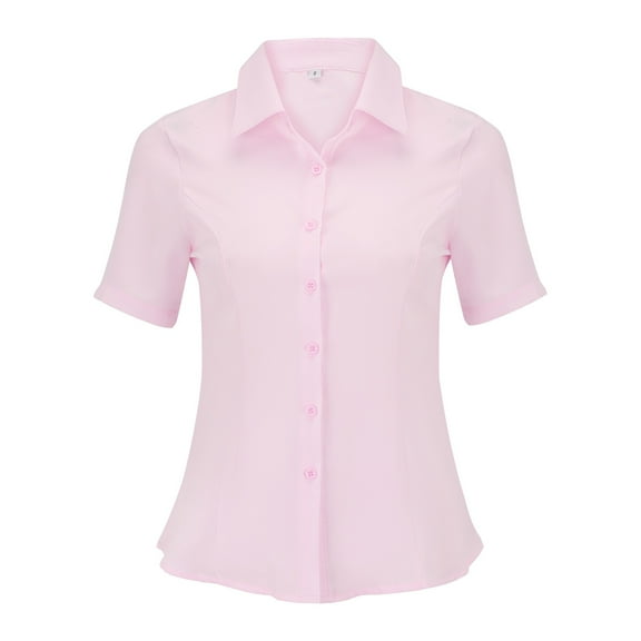 Seductiva Women's Dress Shirts Long Sleeve Ms. Shirt Female Short Sleeve Light Purple Korean Version of the Simple Sister Clothing Oversized Women Work Clothes Wrinkle-Free Solid Work Blouse