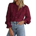thumbnail image 1 of Seductiva Women's Dress Shirts Long Sleeve Women Women's Casual Lace Blouse Long Sleeve Button Up Shirts Tops Fall Fashion Clothes Wrinkle-Free Solid Work Blouse Summer Tops Short Sleeve, 1 of 9