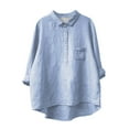 thumbnail image 1 of Seductiva Women's Dress Shirts Long Sleeve Women Women's Lapel Neck Casual Solid Colour Cotton and Linen Long Sleeve Shirt Wrinkle-Free Solid Work Blouse Casual Tops, 1 of 6