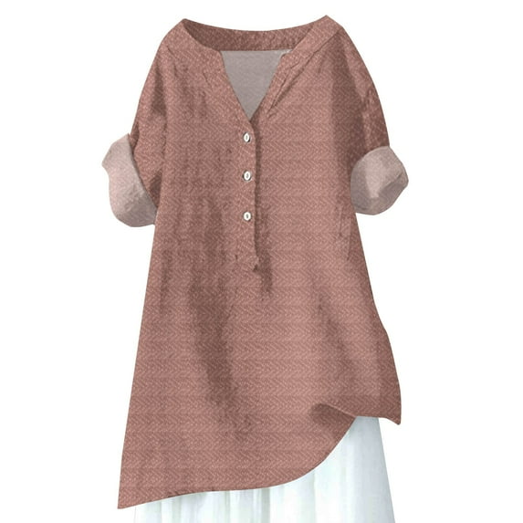 Seductiva Women's Dress Shirts Long Sleeve Women Women's Solid Color Simple Geometric Texture Semi Open Shirt Top Wrinkle-Free Solid Work Blouse Loose Fit T-shirt