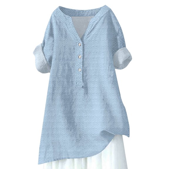 Seductiva Women's Dress Shirts Long Sleeve Women Women's Solid Color Simple Geometric Texture Semi Open Shirt Top Wrinkle-Free Solid Work Blouse Casual Business Blouses