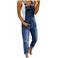thumbnail image 1 of Seductiva Women's Jeans High Waisted Casual Women's Denim Rompers Denim Overalls Ripped Washed Bib Jumpsuits Jeans Women's Jeans Straight Leg Stretchy Jeans, 1 of 5