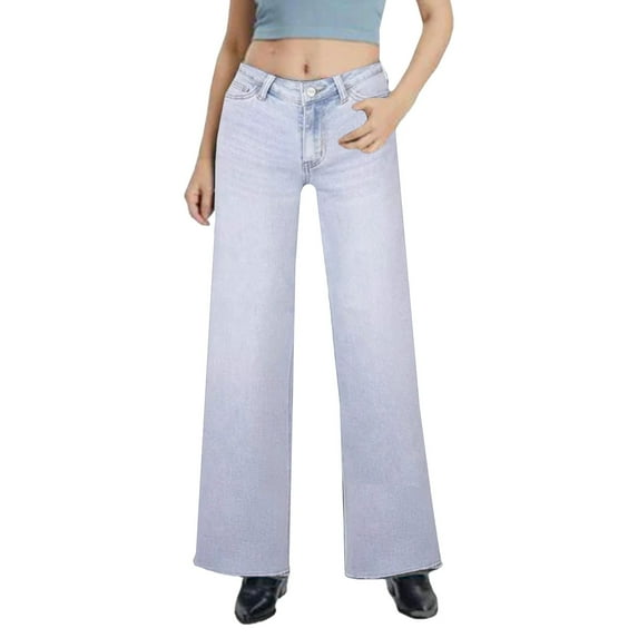 Seductiva Women's Jeans High Waisted Women's Washed Ground Loose Slightly Cropped Mid Jeans Straight Leg Stretchy Jeans