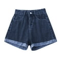 thumbnail image 1 of Seductiva Women's Jeans Summer Women's Rolled Up Skinny Denim Shorts Retro and Fashionable Chic and Simple A Line Short Pants. 0 1PC, 1 of 5