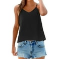 thumbnail image 1 of Seductiva Women's Loose Fit Casual Flowy Tank Tops Ladies' Fashionable and Summer Cotton and Linen V Neck Slim Shoulder Strap Vest Women with Camisole Top Tank Summer Sleeveless Tops Basic Tees, 1 of 4