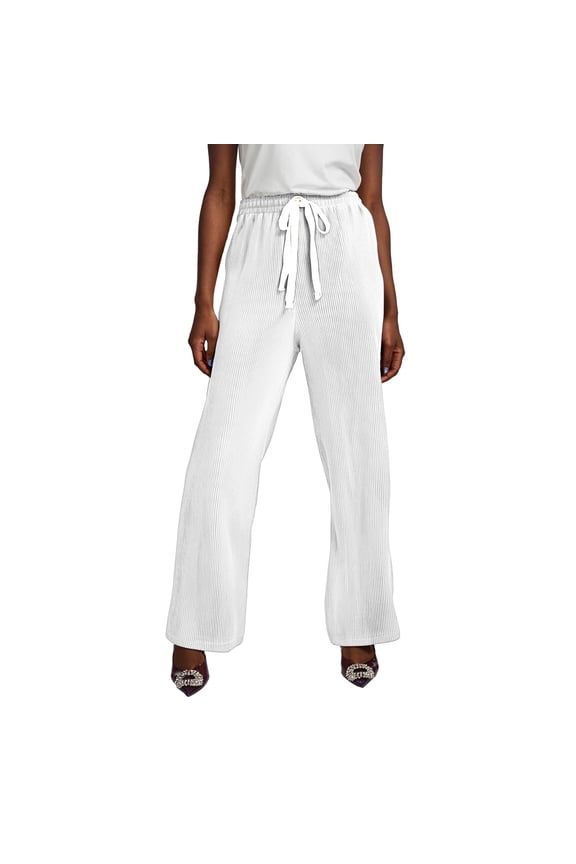 Seductiva Women's Lounge Pants Loose High Waist Pressure Stripes Hundred Folds Wide Leg Pants for Women Down Drag Straight Leg Casual Pants Loose Casual Pants