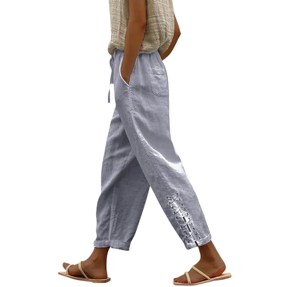 Seductiva Women's Lounge Pants Women Suitable High Waist Pants Drawstring Capri Pants with Pockets Wide Leg Cropped Pants for Women Loose Casual Pants