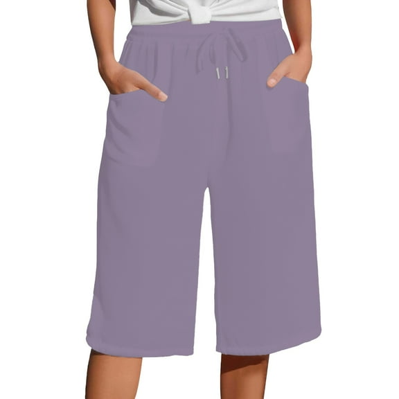 Seductiva Women's Lounge Pants Women's Solid Color Cotton Linen Pants with Pockets Drawstring Loose Casual Five Quarter Pants Business Work Casual Pants 1PC