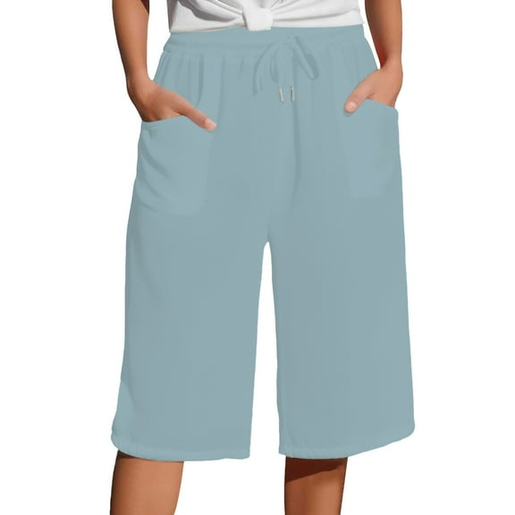 Seductiva Women's Lounge Pants Women's Solid Color Cotton Linen Pants with Pockets Drawstring Loose Casual Five Quarter Pants Business Work Casual Pants 1PC