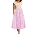 thumbnail image 1 of Seductiva Women's Lounge Pants Women's Summer Elastic High Waist Plaid Ruffled Maxi Skirt Swing Flowy A Line Skirt Business Work Casual Pants 1PC, 1 of 5