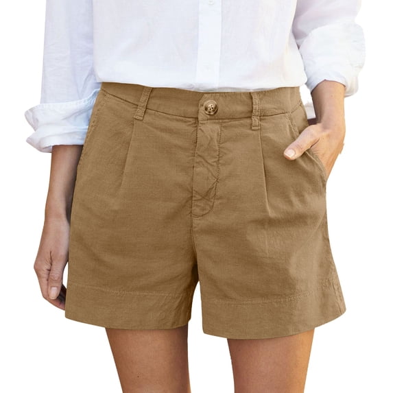 Seductiva Women's Original Shorts Linen Shorts for Women Summer High Waisted Button Fly Shorts Baggy Business Casual Work Shorts with Pockets Workout Comfy 1PC