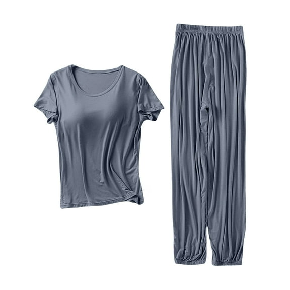 Seductiva Women's Pajama Set Women's Petite Pajama Set Petite Length Tunic Top Wide Leg Pants 0 2PC