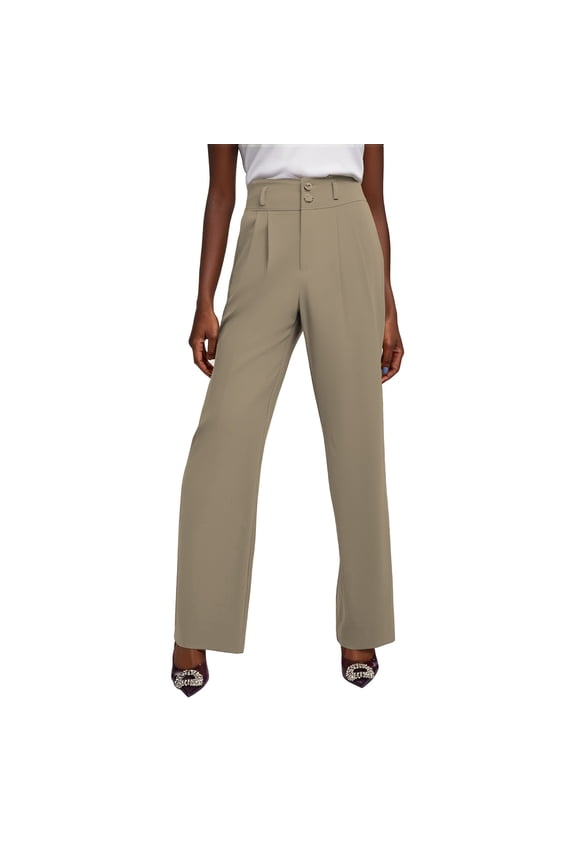 Seductiva Women's Pants Women High Waist Casual Wide Leg Long Palazzo Pants Button Down Loose Business Work Trousers with Pockets Business Work Casual Pants