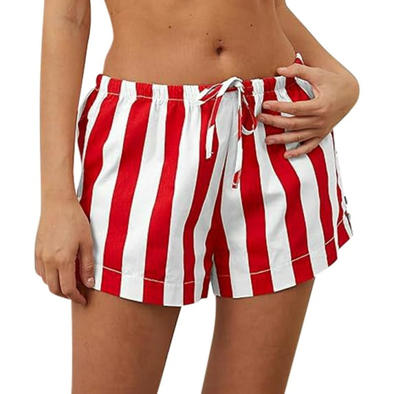 Seductiva Women's Shorts Drawstring Striped Shorts for Women Wide Leg Casual Shorts Pajama Bottoms Pj Shorts Women's Original Shorts