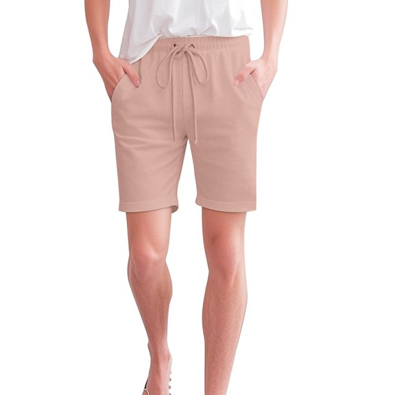 Seductiva Women's Shorts Shorts for Women Knee Length Cotton Linen Elastic Waist Drawstring Shorts Summer Pants Womens Workout Shorts 1PC