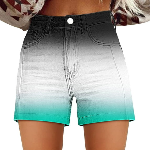 Seductiva Women's Shorts Womens Casual High Waist Denim Shorts Relaxed Fit ArtRetro Printed Floral Shorts with Pockets Womens Workout Shorts 1PC