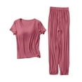 thumbnail image 1 of Seductiva Women's Sleepwear Women's Petite Pajama Set Petite Length Tunic Top Wide Leg Pants Two Piece Soft Sleepwear 2PC, 1 of 5