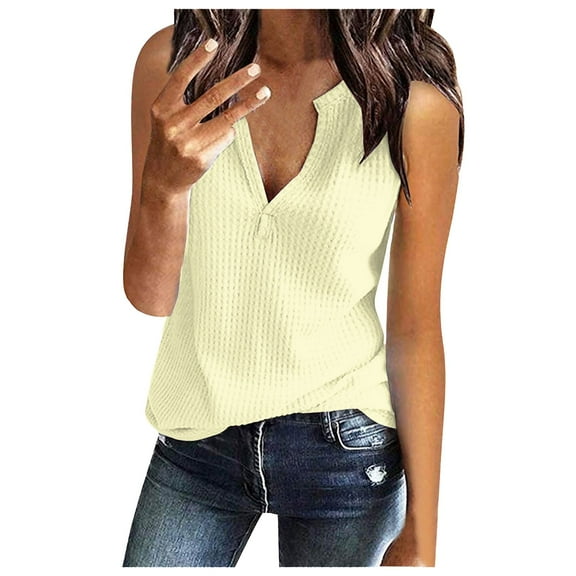 Seductiva Women's Slim-Fit Short Sleeve T-Shirt Loose Shirts Sleeveless Fitting Neck Knit V Solid Women Fashion Tee Tops Women's Blouse Fashion Basic Tees Womens Tops