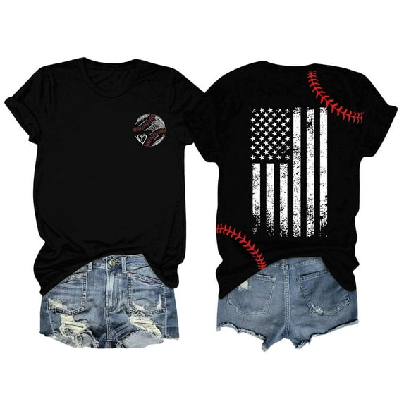 Seductiva Women's Slim-Fit Short Sleeve T-Shirt Women Daily Casual Printed Short Sleeve O Neck T Shirt Tops Fashion Basic Tees Loose Tees