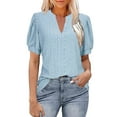 thumbnail image 1 of Seductiva Women's Slim-Fit Short Sleeve T-Shirt Women Summer Business Casual Blouses V Neck Short Sleeve Shirts Hollowomen Out Cute Lace Tops Fashion Basic Tees Summer Tops, 1 of 4
