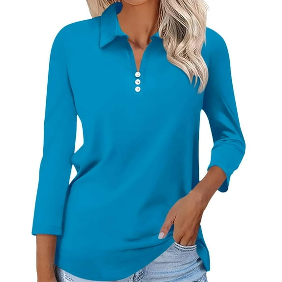 Seductiva Women's Slim-Fit Short Sleeve T-Shirt Women's 3/4 Sleeve Tops V Neck Button Shirts Casual Basic Tees Blouse Fashion Basic Tees Tunic Tops 2025 Dressy