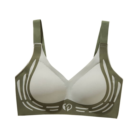 Seductiva Women's Smooth Cotton T-Shirt Bra Large Contrasting Color Lifting Cup Underwear Without Ring Gathering Side Accessory Summer Thin Back Bra Seamless Shapewear Bra 1PC