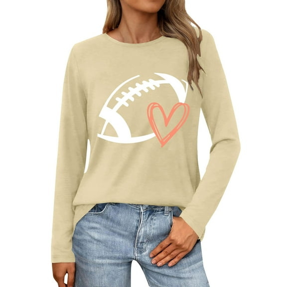 Seductiva Women's Soft Knit Long Sleeve Tee Swomeneatshirt Women Cute Football Graphic Pullover Shirt Football Season Long Sleeve Tops Loose Fit Lightweight Tunic Shirts Fashion Basic Tees
