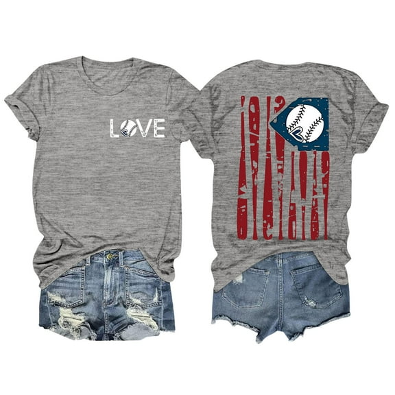 Seductiva Women's T-Shirts Short Sleeve Summer Tops Women Daily Casual Printed Short Sleeve O Neck T Shirt Tops Casual Summer Tops Trendy Solid Loose Fit Tshirt Casual Business Blouses