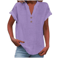 thumbnail image 1 of Seductiva Women's T-Shirts Short Sleeve Summer Tops Women's Fashion Casual V Neck Button Women Short Sleeve Top Summer Tops Trendy Solid Loose Fit Tshirt Summer Casual Tee Tops, 1 of 4