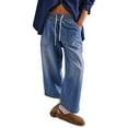 thumbnail image 1 of Seductiva Women's Wide Leg Jeans Pantalones De Mezclilla Holgados Con Cordón Para Mujer Cintura Elástica Pantalones De Mezclilla De Pierna Ancha Straight Leg Stretchy Jeans 1PC, 1 of 5