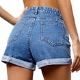 thumbnail image 1 of Seductiva Women's Wide Leg Jeans Women's Denim Shorts High Waisted Ripped Stretchy Denim Hot Short Distressed Hem Jeans Shorts with Pockets Straight Leg Stretchy Jeans, 1 of 5
