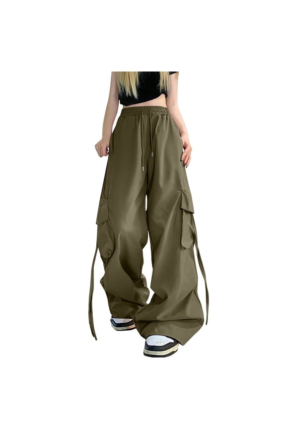Seductiva Women's Wide Leg Pants American Hot Girl Work Pants Women's Summer Versatile Loose Hop Design Sense Wide Leg Pants Beach Pants Loose Fit 1PC