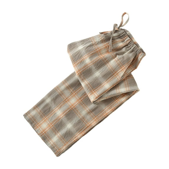 Seductiva Women's Wide Leg Pants Cotton Plaid Pajamas Pants Women Wide Leg Jogger Pants Pj Bottoms Elastic Waist Pants Going Out Trousers Beach Pants Loose Fit