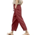 thumbnail image 1 of Seductiva Women's Wide Leg Pants High Waist Linen Capris for Women Drawstring Elastic Waist Harem Pant Basic Lightweight Linen Pant Beach Pants Loose Fit, 1 of 4