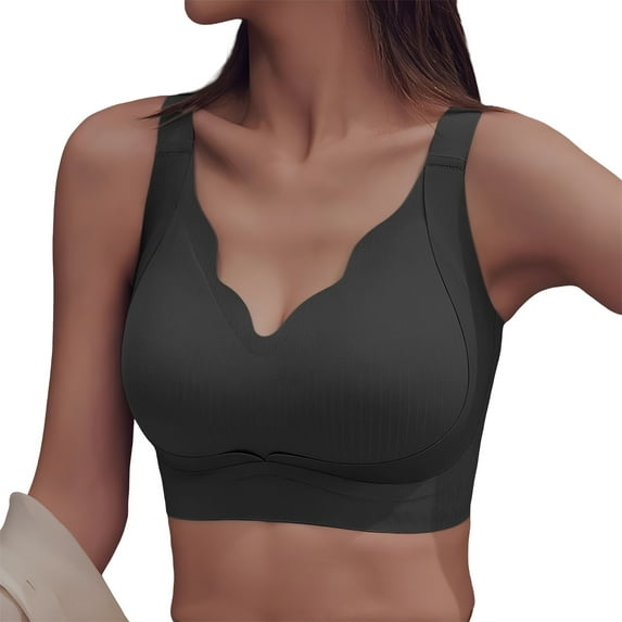 Seductiva Women's Wireless Bra Womens Wireless Bra Gather Bra Anti Sagging Support Pushup Lifting Bras for Older Women Full-Coverage T-Shirt Bra for Everyday Wear 1PC